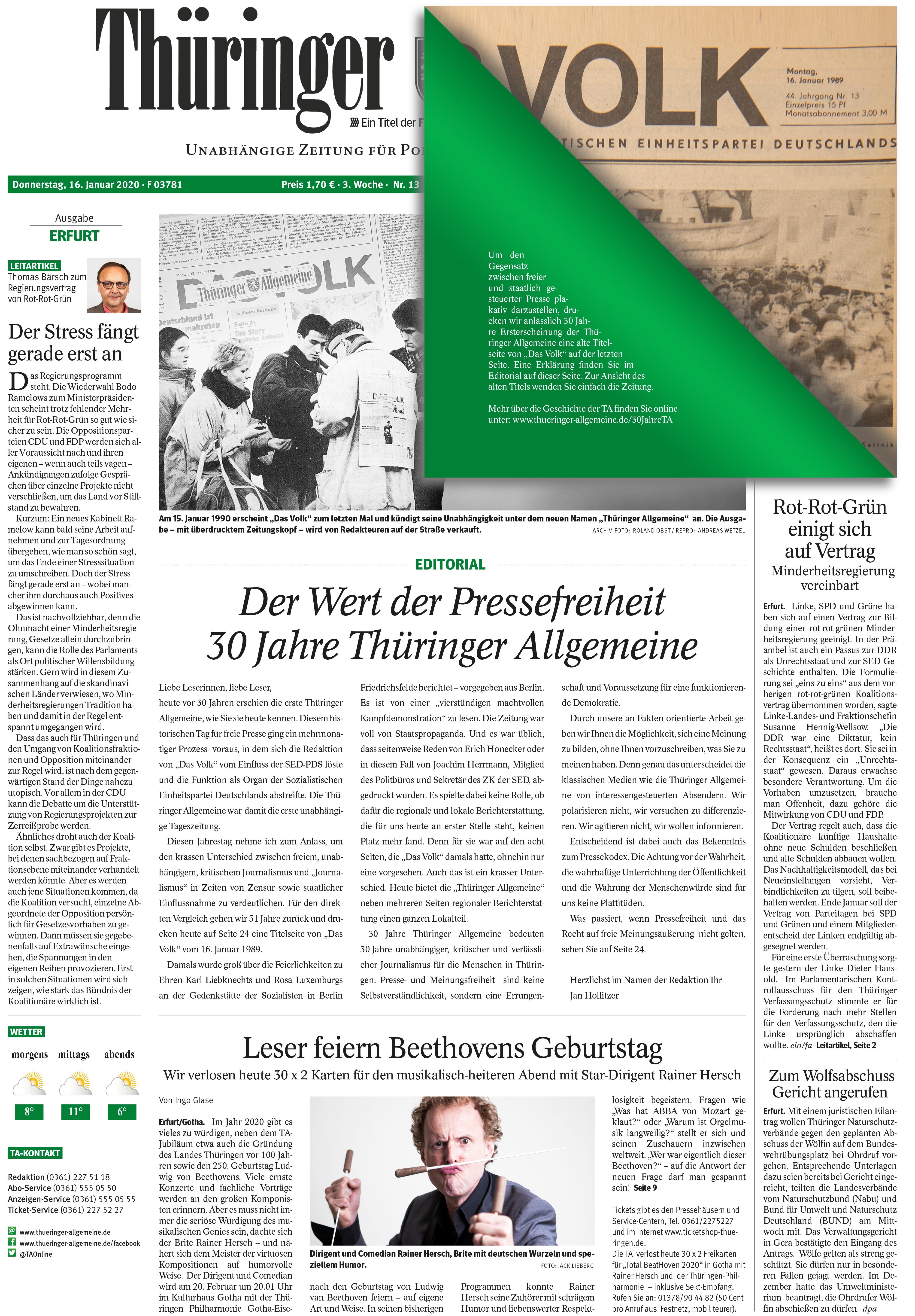 Thüringer Allgemeine feiert 30. Geburtstag: Die Zeitungen